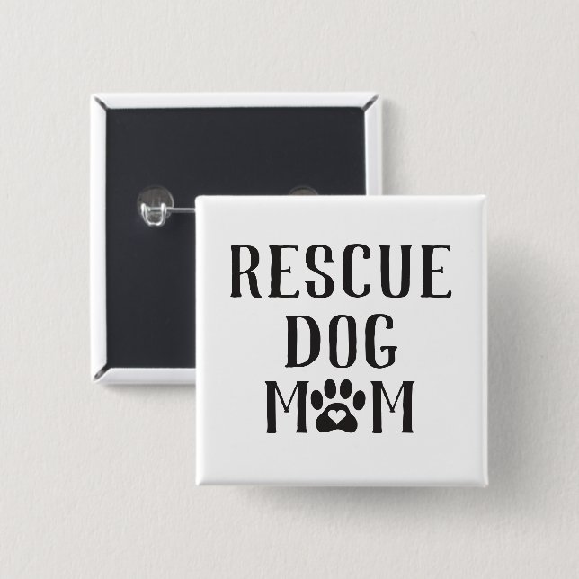 Rescue Hund Mama Herzpflaster drucken Button (Vorne & Hinten)