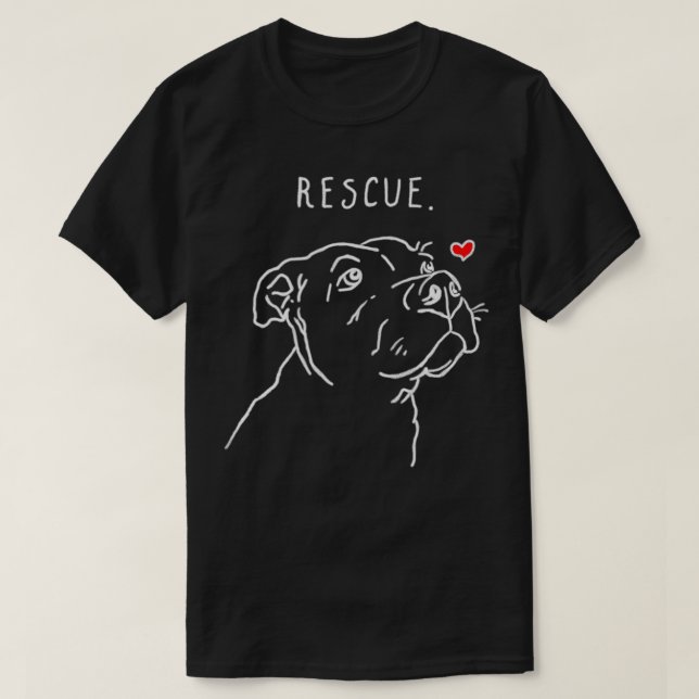 Rescue Hund Pitbull Zeichnend Rescue Mama Adoptier T-Shirt (Design vorne)