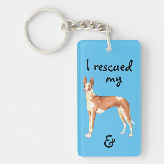 Rescue Ibizan Hound Schlüsselanhänger (Vorderseite)