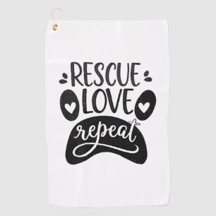 Rescue-Liebe Wiederholen Hunde-Paw-T-Shirt Golfhandtuch