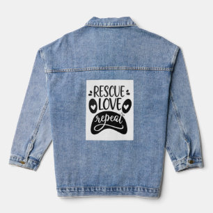 Rescue-Liebe Wiederholen Hunde-Paw-T-Shirt Jeansjacke