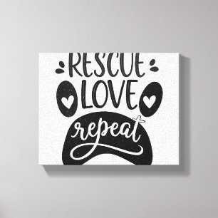 Rescue-Liebe Wiederholen Hunde-Paw-T-Shirt Leinwanddruck
