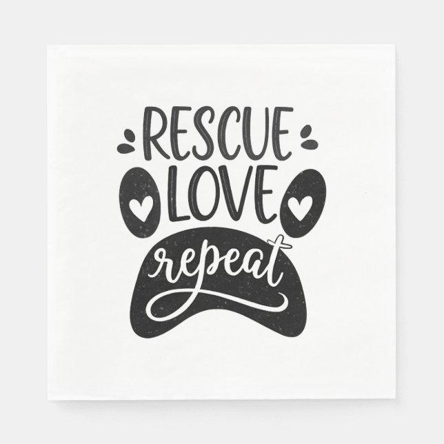 Rescue-Liebe Wiederholen Hunde-Paw-T-Shirt Serviette (Vorderseite)