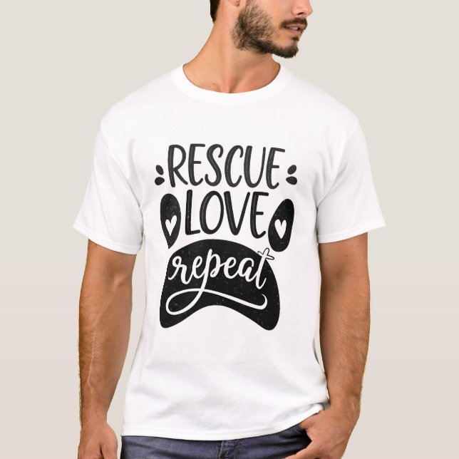 Rescue Love Repeat Dog Paw Tee (Vorderseite)