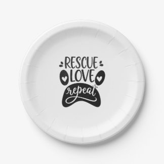 Rescue Love Repeat Dog Paw Tee Pappteller
