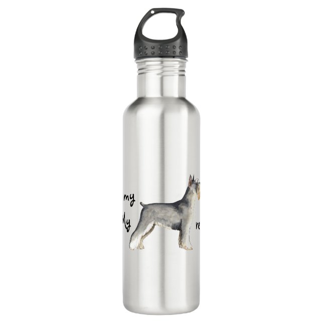 Rescue Miniatur Schnauzer Aluminium Wasserflasche Edelstahlflasche (Vorderseite)