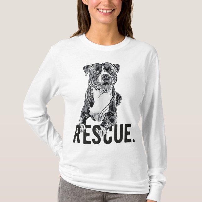 Rescue Pitbull Zeichnend Hunde Mama Adoptier nicht T-Shirt (Vorderseite)