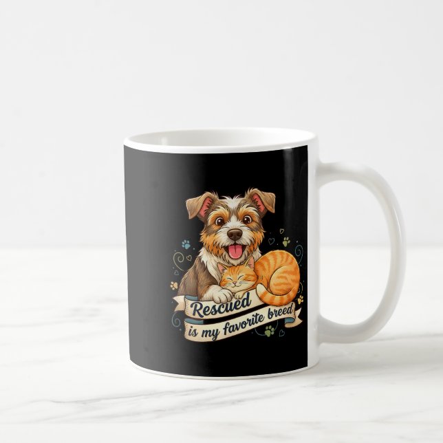 Rescued Is My Favorite Breed Dog Cat Pet Adoption  Kaffeetasse (Rechts)