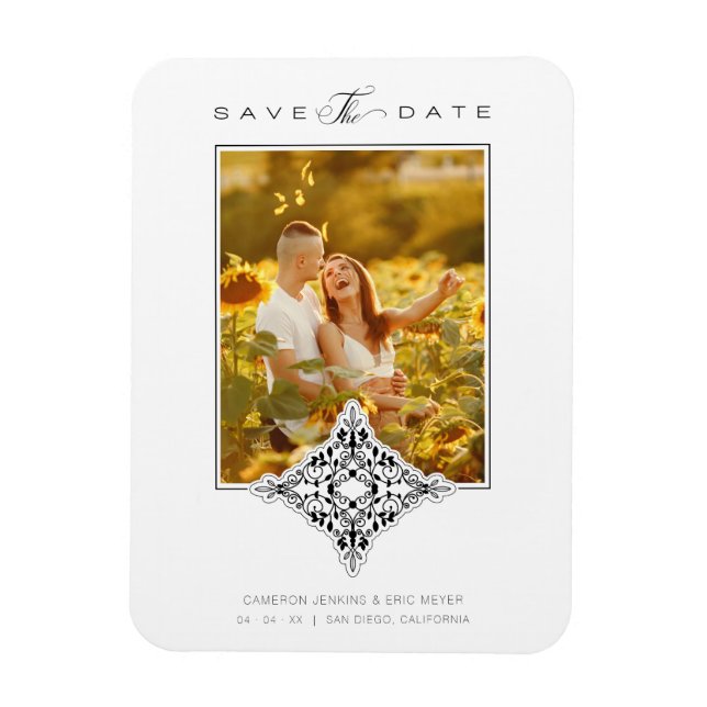 Reserva La Fecha Covid19 Black Chic Lace Romantic Magnet (Vertikal)