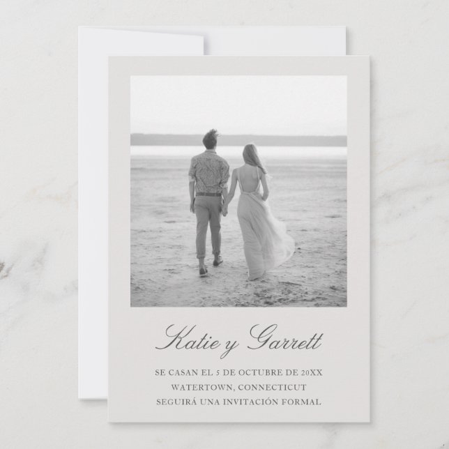 Reserva la Fecha Elegant Simple Gray Foto Spanisch Save The Date (Vorderseite)