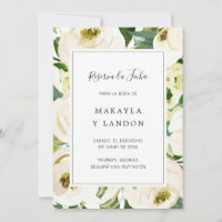 Reserva la Fecha Elegant White Floral Spanisch