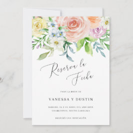 Reserva La Fecha Floral Water Wedding Spanisch Save The Date