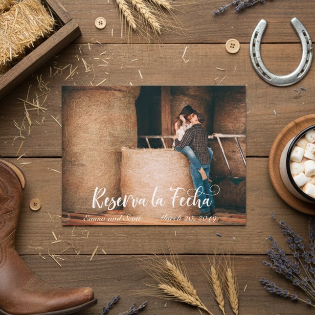 Reserva La Fecha Foto Save the Date Spanisch Ankündigungspostkarte (Von Creator hochgeladen)