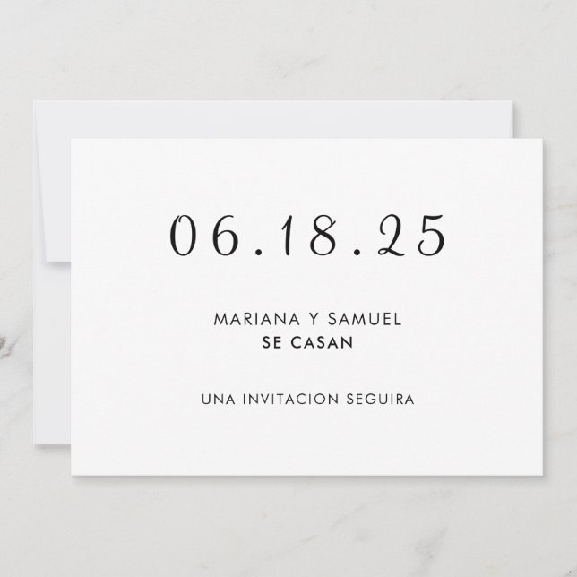 Reserva La Fecha Modernes Minimalistisches Spanisc Save The Date (Vorderseite)