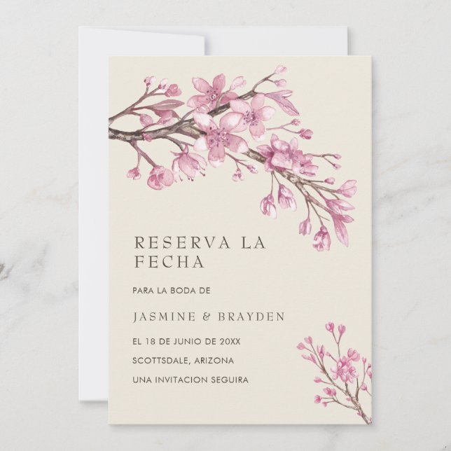 Reserva La Fecha Pink Floral Spanisch Save The Date (Vorderseite)