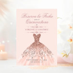 Reserva la Fecha Quinceañera Rosa Kleid Save The Date<br><div class="desc">Moderne und dennoch elegante Quinceañera Mis Quince Anos Save the Date (reserva la fecha). Glitzer Diamant Tiara / Krone und Kleid / Kleid / Kleid. Hellrot rosa rosa rosa goldene Farben. Einfache Bearbeitung von Vorlagenkarten. Perfekt für die 15. Geburtstagsfeier.</div>