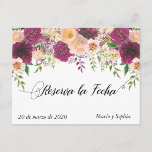 Reserva La Fecha Save the Date La Flor Peach Ankündigungspostkarte