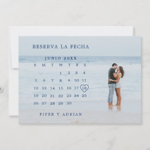 Reserva La Fecha Simple Navy Blue Calendar Foto Save The Date