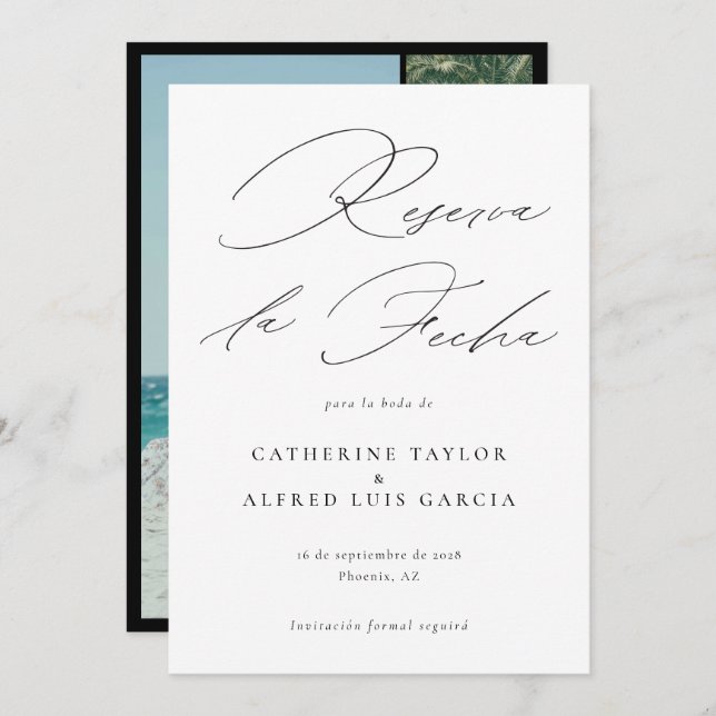 Reserva La Fecha Spanish Language Foto Wedding Save The Date (Vorne/Hinten)