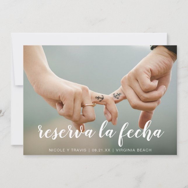 Reserva la Fecha White Handwriting Foto Spanisch Save The Date (Vorderseite)