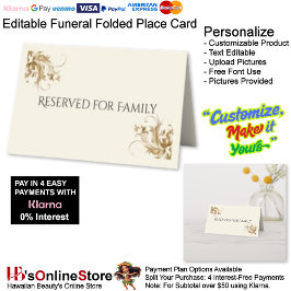 Reserved For Family Flourish Funeral Folded Place Platzkarte