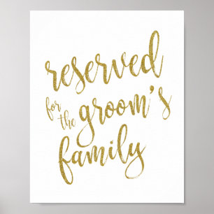 Reserved for Groom's Family Glitter 8x10 Sign Poster