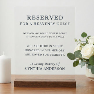 Reserved For Heavenly Guest Memorial Slate Blue Acrylschild