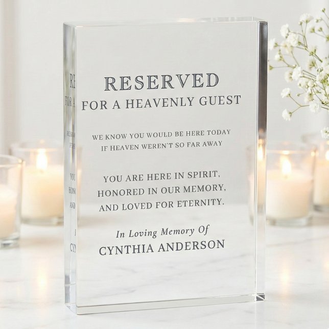 Reserved for Heavenly Guest Wedding Memorial Fotoblock (reserved for heavenly guest, acrylic memorial sign, modern wedding decor)