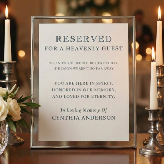 Reserved for Heavenly Guest Wedding Memorial Sign Poster (Reserved for Heavenly Guest, Remembrance, Memorial Wedding Sign)