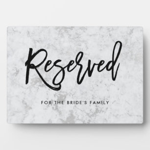 Reserved Handwritten Script on Silver Marble Fotoplatte