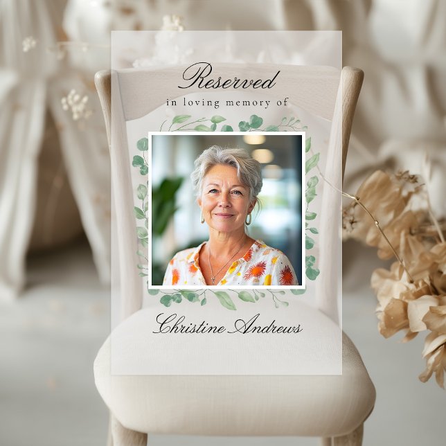 Reserved Seat - Eucalyptus Memorial Wedding Photo Acrylschild (Reserved Seat - Eucalyptus Memorial Wedding Photo Acrylic Sign)