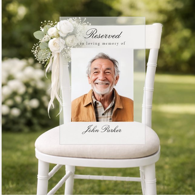 Reserved Seat - Memorial Wedding Photo Acrylschild (Reserved Seat - Memorial Wedding Photo Acrylic Sign)