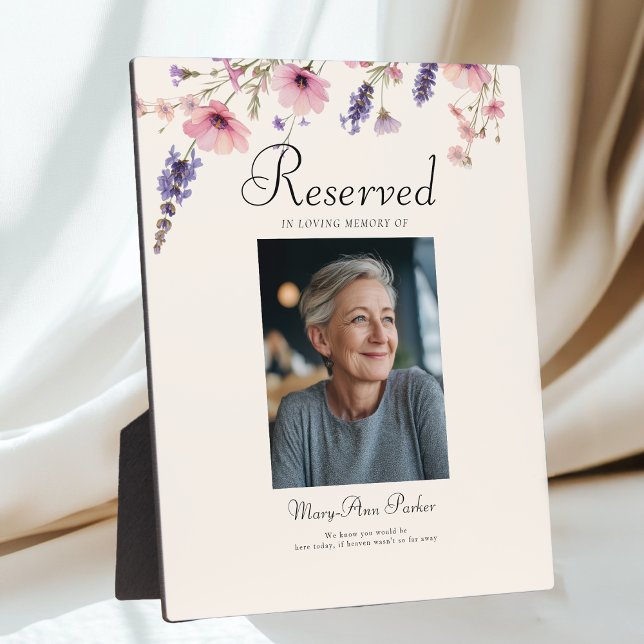 Reserved Seat - Photo Memorial Beige Wedding  Fotoplatte (Reserved Seat - Photo Memorial Beige Wedding Plaque)