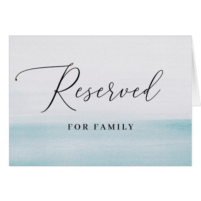 Reserved | Watercolor Blue Wedding Seating Sign (Vorderseite (Horizontal))