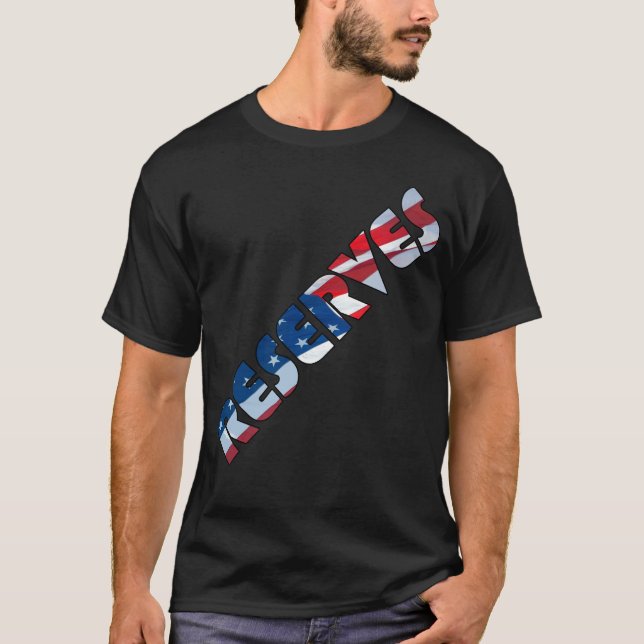 RESERVEN beim Waving American Flag Schriftart T-Shirt (Vorderseite)