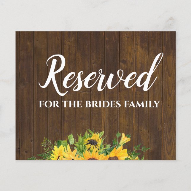 Reserviert für Brides Family Rustic Wedding Sign (Vorderseite)