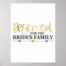 Reserviert für die Brautfamilie White Gold Wedding