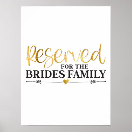 Reserviert für die Brautfamilie White Gold Wedding Poster