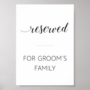 Reserviert für die Familie des Bräutigams Hochzeit Poster