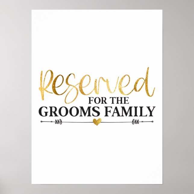 Reserviert für die Grooms Family White Gold Hochze Poster (Vorne)