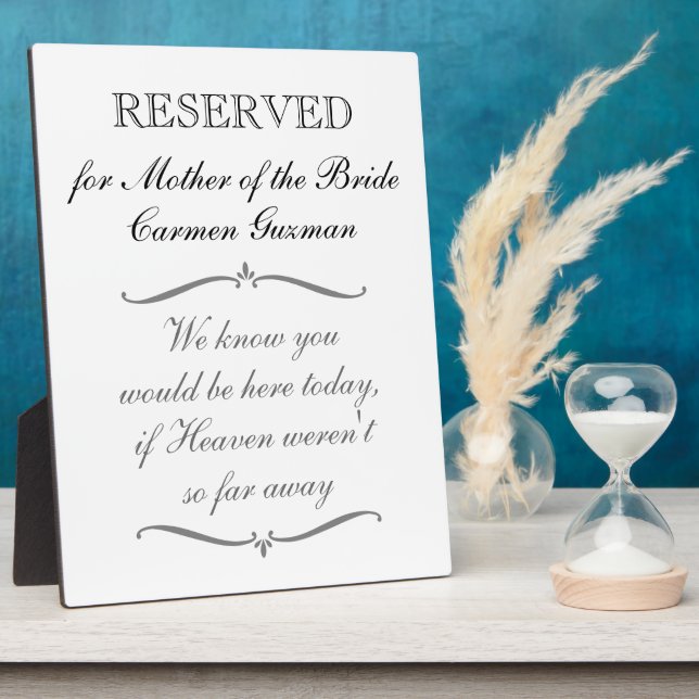 Reserviert für Mutter der Gedenkhochzeit der Braut Fotoplatte (Seite)