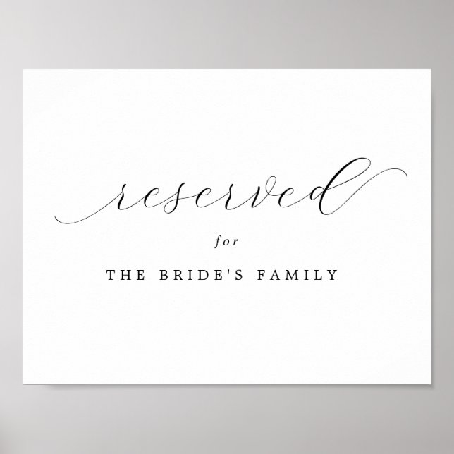 Reserviert | Hochzeitszeichen der Brautfamilie Poster (Vorne)