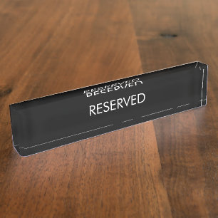 Reserviert, individuelle Name Schwarz-weiß elegan Namensplakette