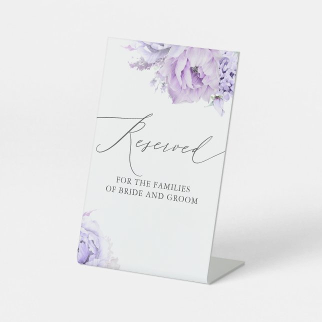 Reserviert - Lila Blumenmuster Sockelschild (Vorderseite)