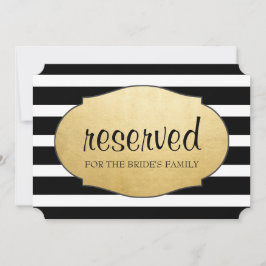 Reservierte Black Stripes Imitate Gold Foil Weddin Einladung