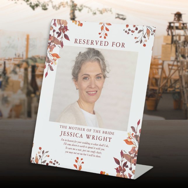 Reservierte Foto-Hochzeit Gerettet Sockelschild (Reserved Save A Seat Photo Wedding Pedestal Sign)