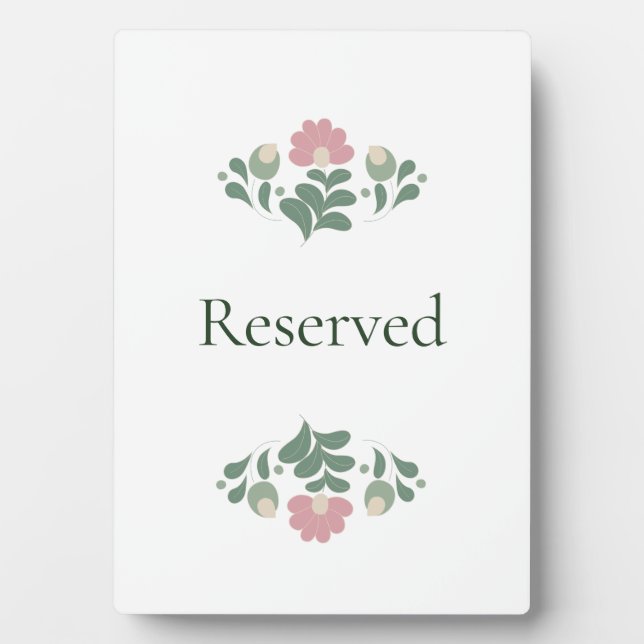 Reservierte Hochzeitstafel-Schilder mit Blumenmoti Fotoplatte (Vorderseite)