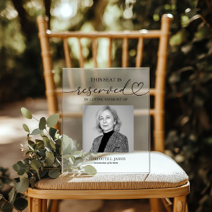 Reservierte Sitz Gedenk Hochzeits Foto Schild Plak