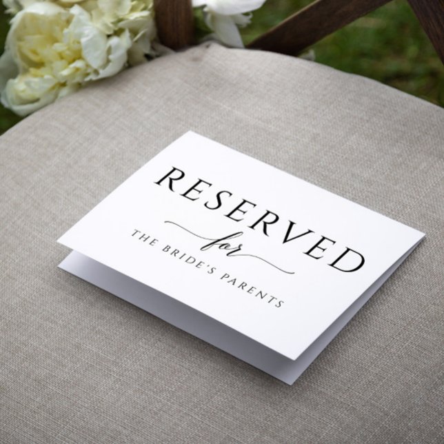 Reservierte Zeltkarte Romantische Kalligrafie Hoch Einladung (Elegant, Modern Simple Wedding Reserved Sign Tent Card for Tables or Chairs)