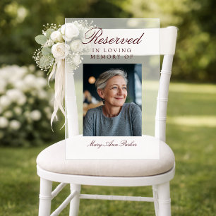 Reservierter Sitz Elegantes Foto Hochzeitsgedenken Acrylschild